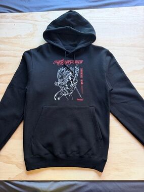 Primitive Black Pullover Hoodie with Red & White Anime Graphic